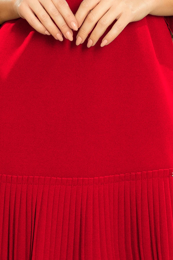 228-3 LUCY - rochie plisată confortabilă - ROȘIE