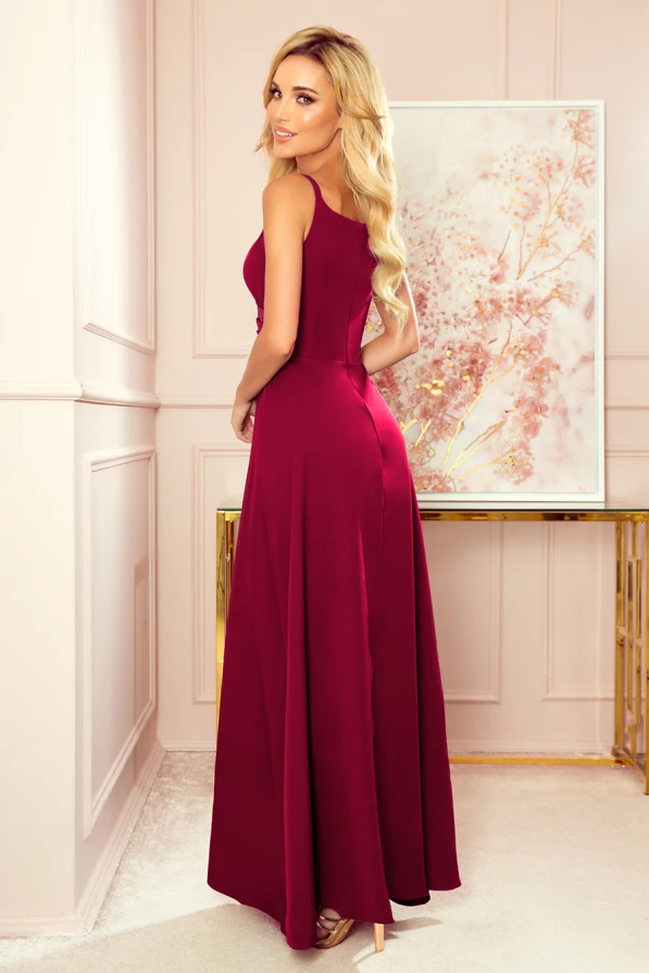 299-5 CHIARA rochie lungă maxi elegantă pe umeri - VISINIU
