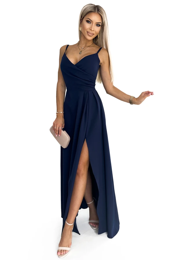 299-7 CHIARA rochie lungă elegantă pe umeri - MARIN